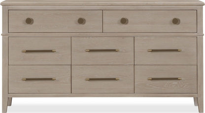 Modus Furniture - Camden Eight Drawer Oak Wood Dresser in Chai - QATK82 view 2