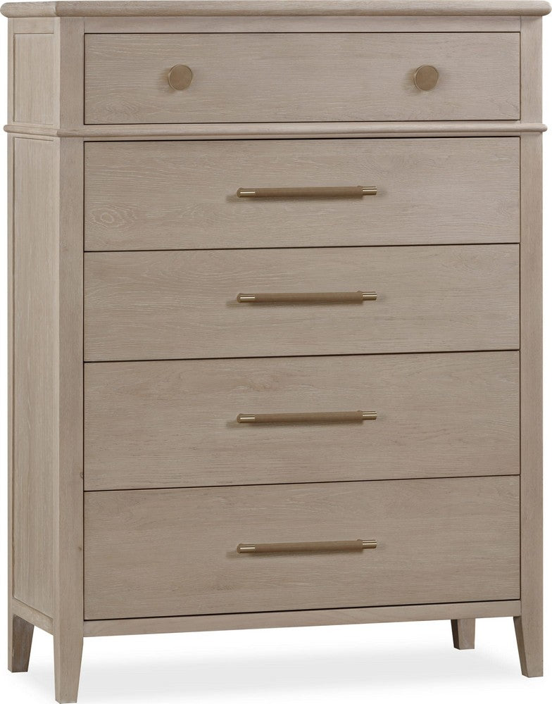 Modus Furniture - Camden Five Drawer Oak Wood Chest in Chai - QATK84 view 1