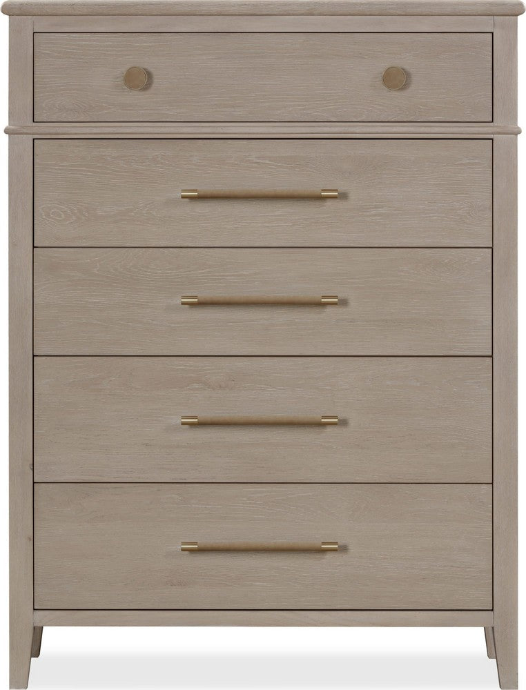 Modus Furniture - Camden Five Drawer Oak Wood Chest in Chai - QATK84 view 2