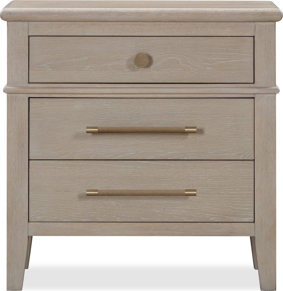 Modus Furniture - Camden Three Drawer Oak Wood Nightstand in Chai - QATK81B view 2