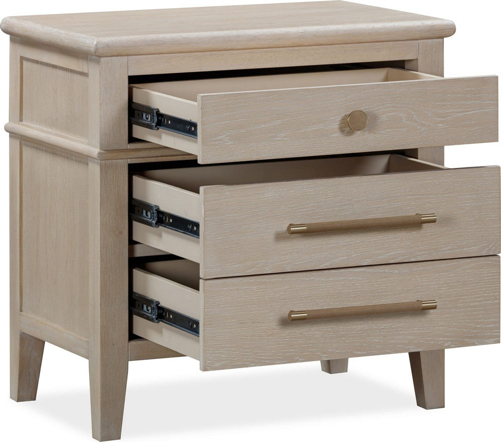 Modus Furniture - Camden Three Drawer Oak Wood Nightstand in Chai - QATK81B view 3