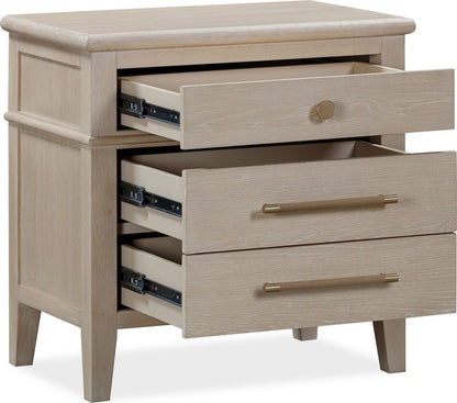 Modus Furniture - Camden Three Drawer Oak Wood Nightstand in Chai - QATK81B view 3
