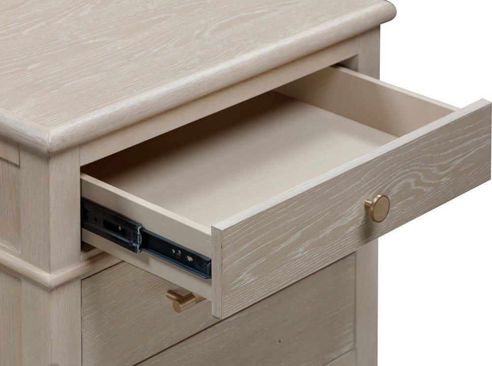 Modus Furniture - Camden Three Drawer Oak Wood Nightstand in Chai - QATK81B view 4