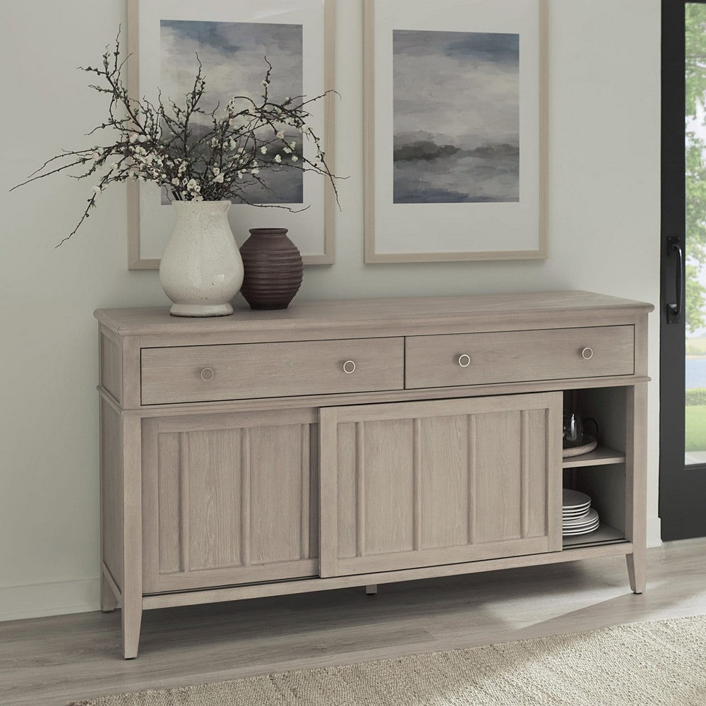 Modus Furniture - Camden Two Drawer Two Door Oak Wood Sideboard in Chai - QATK78 view 6