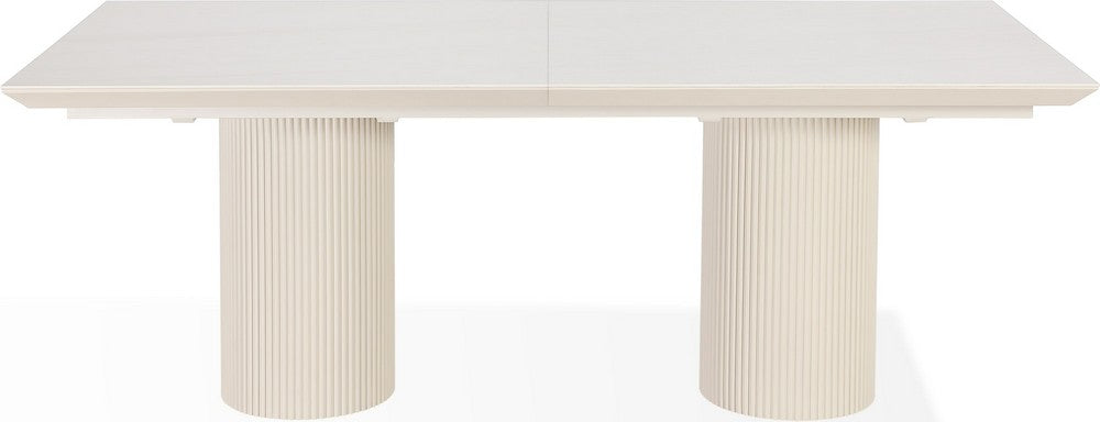 Modus Furniture - Cannon Stone Top Double Pedestal Extension Dining Table with Ivory Wood Base - PWSV60 view 2