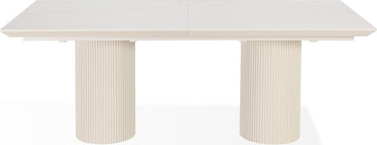 Modus Furniture - Cannon Stone Top Double Pedestal Extension Dining Table with Ivory Wood Base - PWSV60 view 2