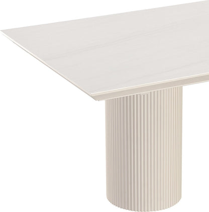 Modus Furniture - Cannon Stone Top Double Pedestal Extension Dining Table with Ivory Wood Base - PWSV60 view 3
