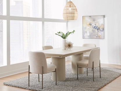 Modus Furniture - Cannon Stone Top Double Pedestal Extension Dining Table with Ivory Wood Base - PWSV60 view 7