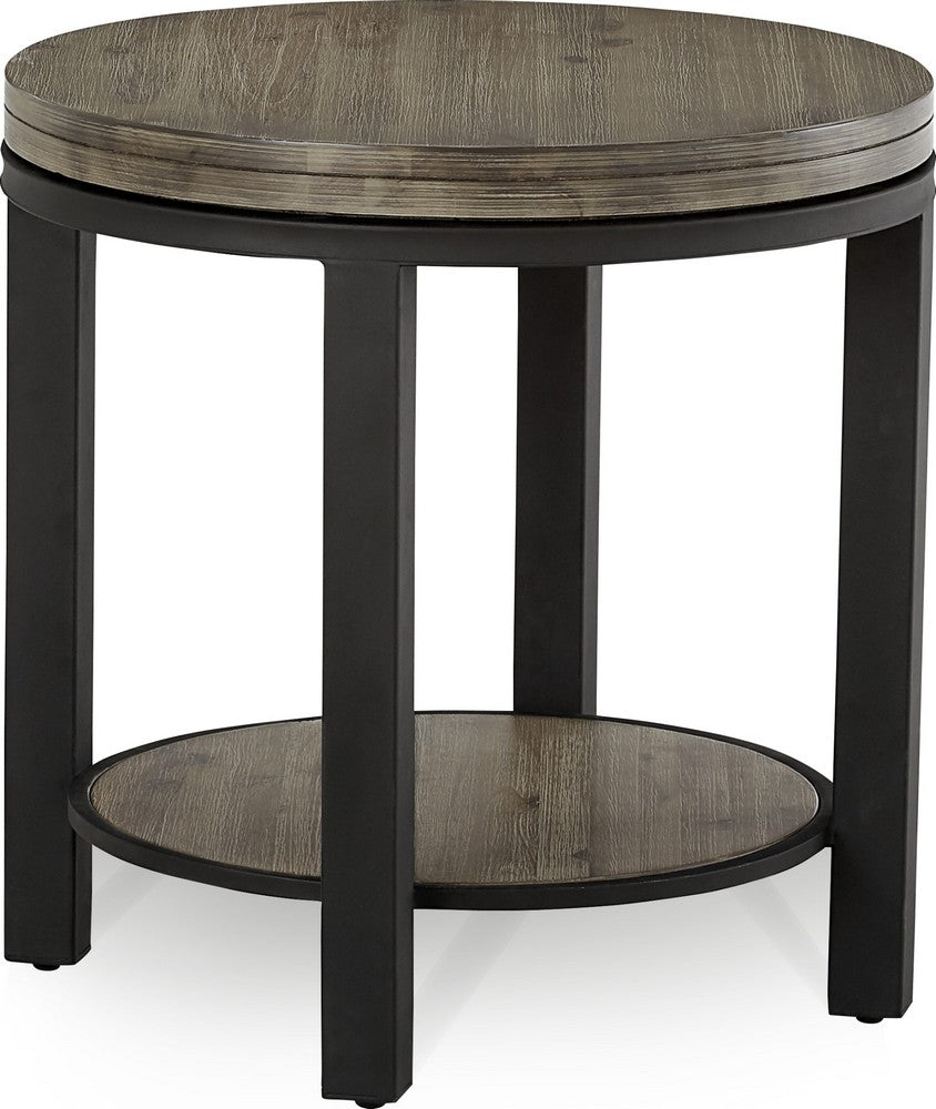 Modus Furniture - Canyon Solid Wood and Metal Round End Table in Washed Grey - AE8722 view 1