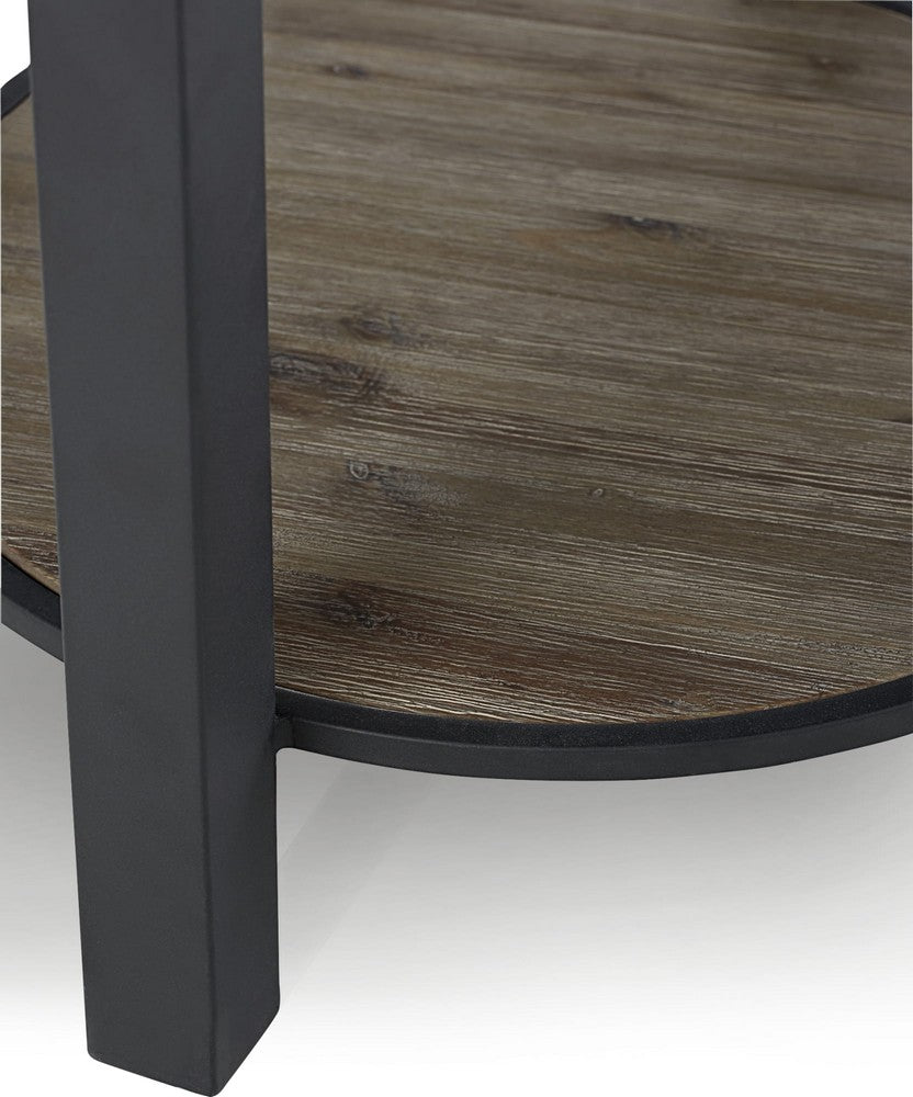 Modus Furniture - Canyon Solid Wood and Metal Round End Table in Washed Grey - AE8722 view 3