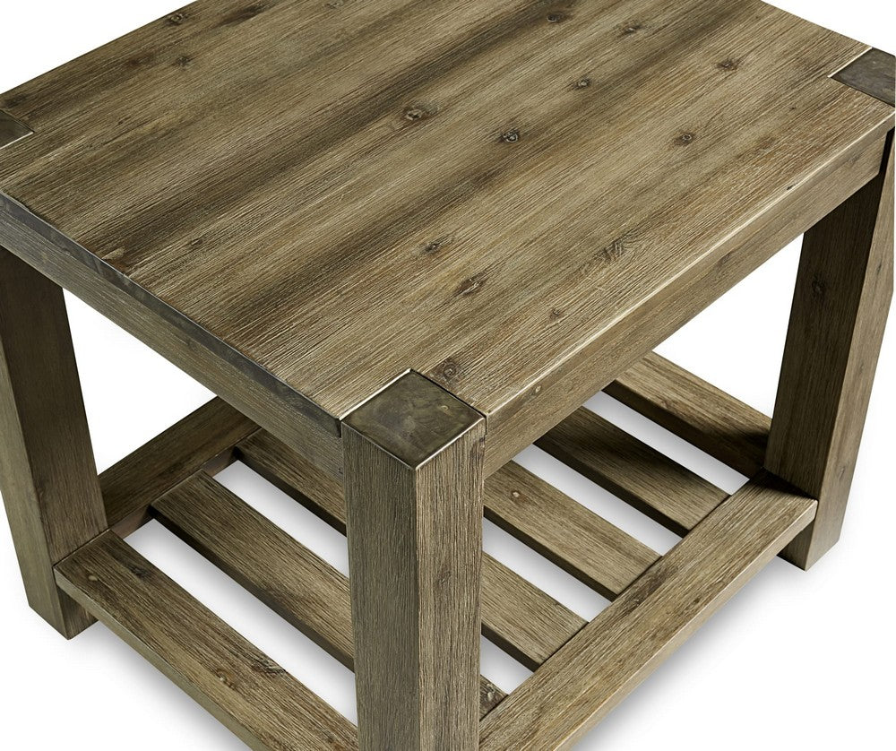 Modus Furniture - Canyon Solid Wood Rectangular End Table in Washed Grey - 3E8722 view 3