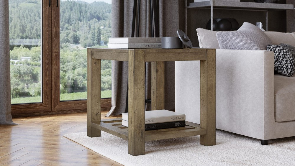 Modus Furniture - Canyon Solid Wood Rectangular End Table in Washed Grey - 3E8722 view 11
