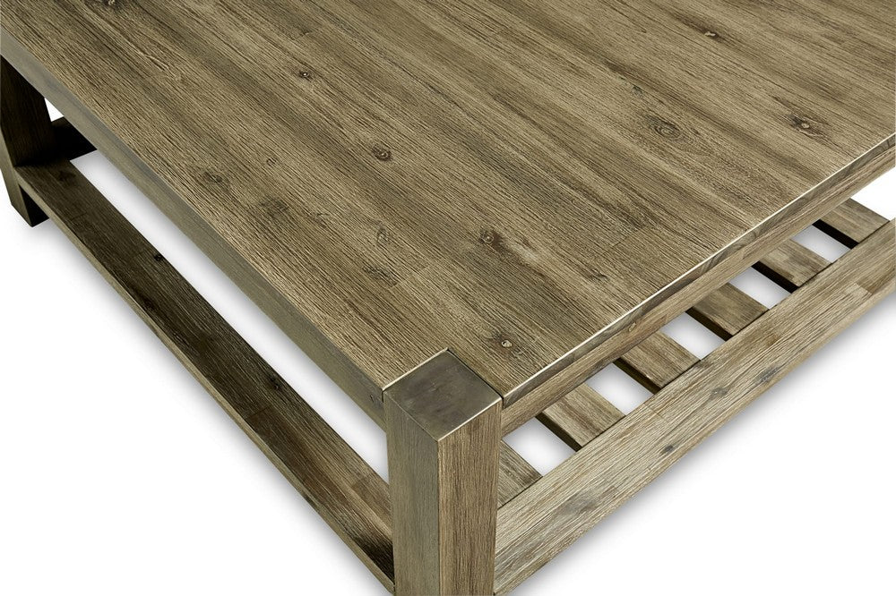 Modus Furniture - Canyon Solid Wood Square Coffee Table in Washed Grey - 3E8721S view 3