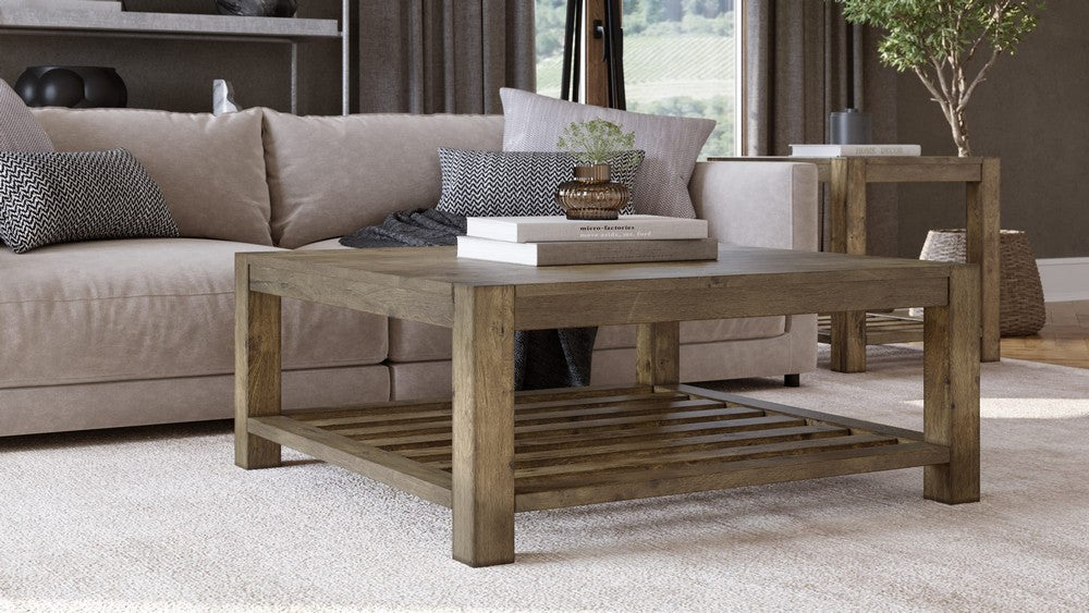 Modus Furniture - Canyon Solid Wood Square Coffee Table in Washed Grey - 3E8721S view 4