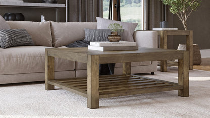 Modus Furniture - Canyon Solid Wood Square Coffee Table in Washed Grey - 3E8721S view 4