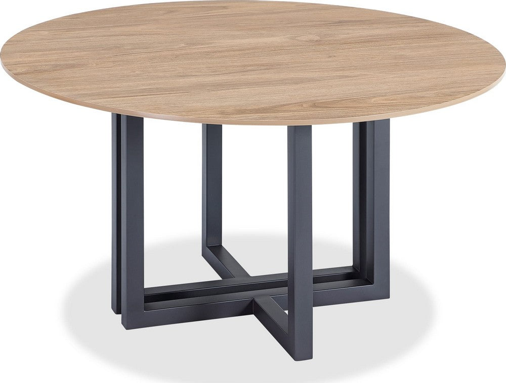 Modus Furniture - CEO Wood Pattern Round Sintered Stone Dining Table in Gunmetal and Washed Oak - JKCV61SSLW54 view 1