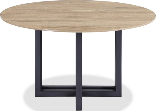 Modus Furniture - CEO Wood Pattern Round Sintered Stone Dining Table in Gunmetal and Washed Oak - JKCV61SSLW54 view 2