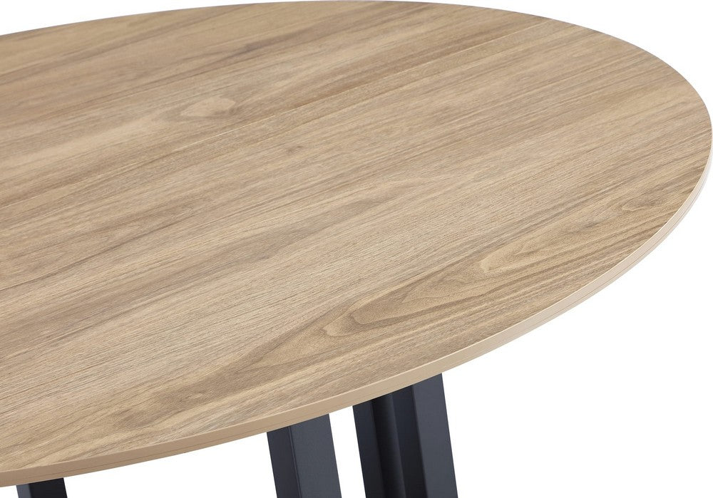 Modus Furniture - CEO Wood Pattern Round Sintered Stone Dining Table in Gunmetal and Washed Oak - JKCV61SSLW54 view 4