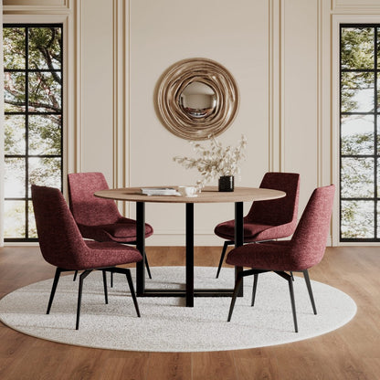 Modus Furniture - CEO Wood Pattern Round Sintered Stone Dining Table in Gunmetal and Washed Oak - JKCV61SSLW54 view 6