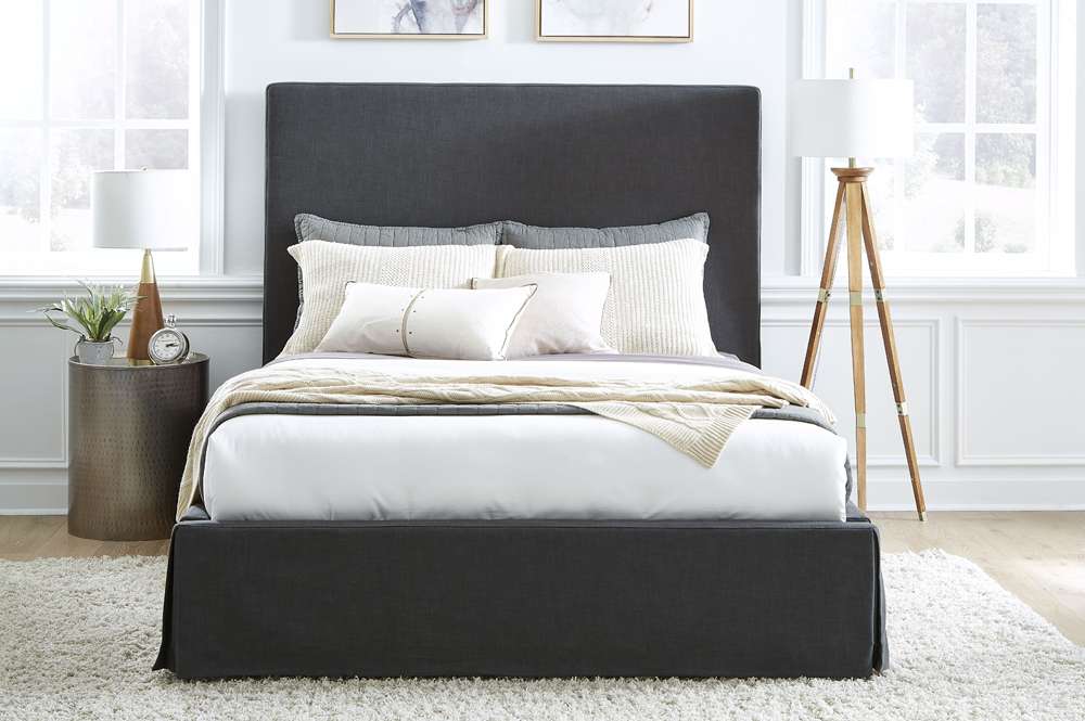 Modus Furniture - Cheviot King-Size Upholstered Skirted Storage Panel Bed in Iron - CBB3J73 veiw 2