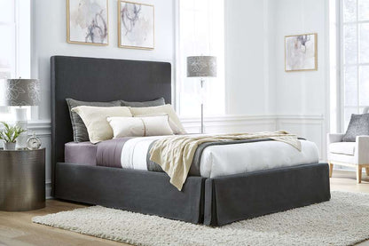 Modus Furniture - Cheviot Queen-Size Upholstered Skirted Storage Panel Bed in Iron - CBB3J53 veiw 1