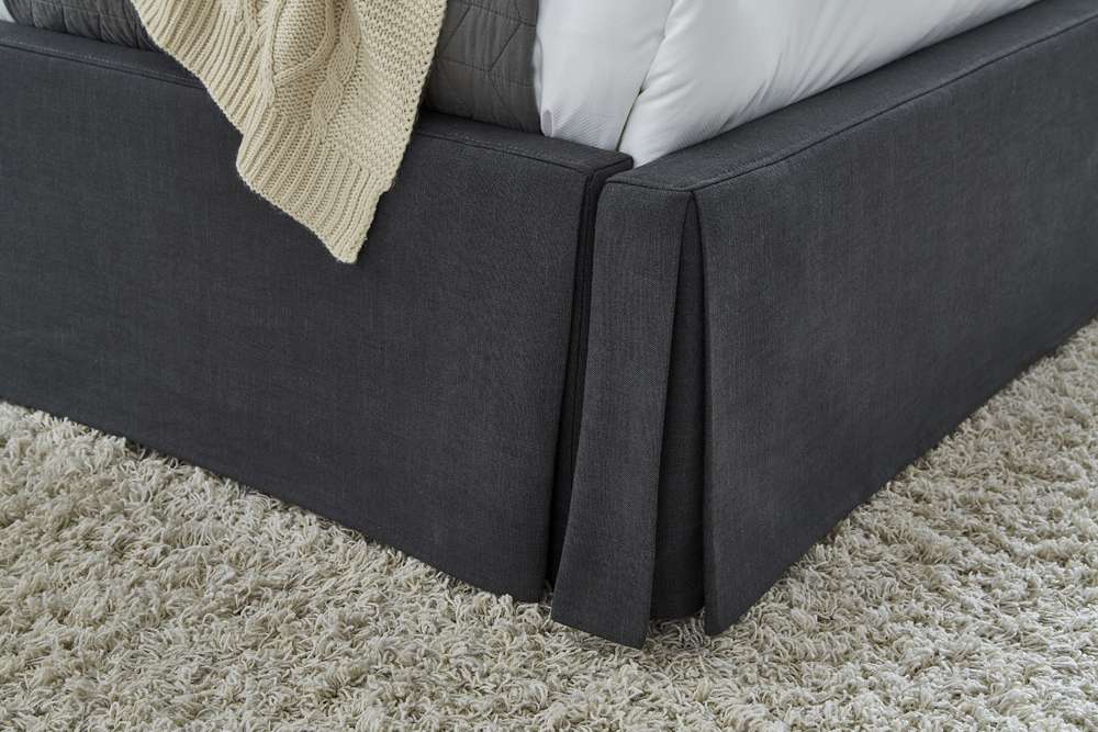 Modus Furniture - Cheviot Queen-Size Upholstered Skirted Storage Panel Bed in Iron - CBB3J53 veiw 3