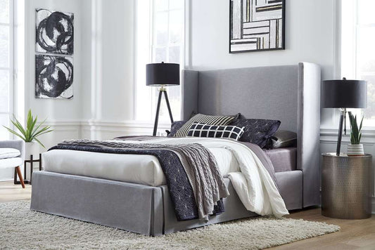 Modus Furniture - Cresta Full-Size Upholstered Skirted Panel Bed in Fog - CBA9H42_CLOSEOUT veiw 1