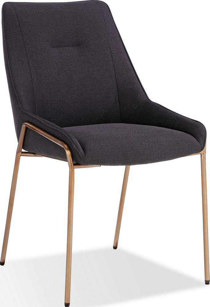 Modus Furniture - Cyrus Upholstered Dining Chair in Coal Fabric and Brushed Bronze Metal Set of 2 - PUSJ63ASH_2 view 1