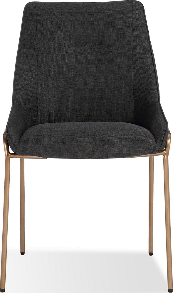 Modus Furniture - Cyrus Upholstered Dining Chair in Coal Fabric and Brushed Bronze Metal Set of 2 - PUSJ63ASH_2 view 2