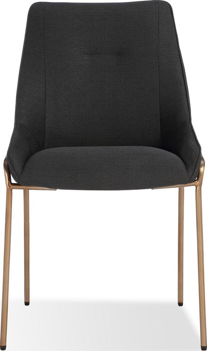 Modus Furniture - Cyrus Upholstered Dining Chair in Coal Fabric and Brushed Bronze Metal Set of 2 - PUSJ63ASH_2 view 2