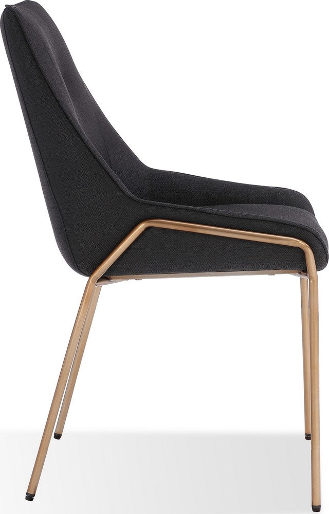 Modus Furniture - Cyrus Upholstered Dining Chair in Coal Fabric and Brushed Bronze Metal Set of 2 - PUSJ63ASH_2 view 3