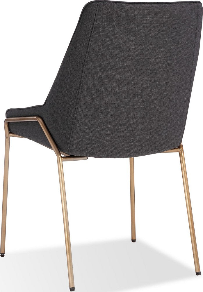 Modus Furniture - Cyrus Upholstered Dining Chair in Coal Fabric and Brushed Bronze Metal Set of 2 - PUSJ63ASH_2 view 4