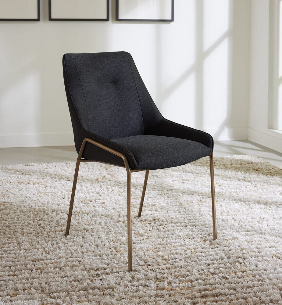Modus Furniture - Cyrus Upholstered Dining Chair in Coal Fabric and Brushed Bronze Metal Set of 2 - PUSJ63ASH_2 view 6
