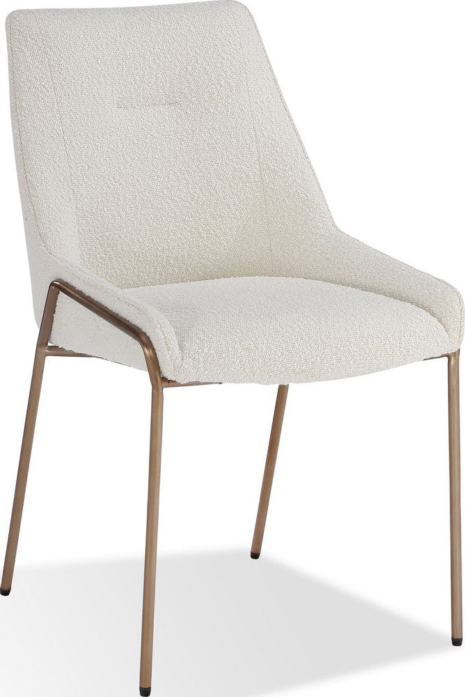 Modus Furniture - Cyrus Upholstered Dining Chair in Cottage Cheese Boucle and Brushed Bronze Metal Set of 2 - PUSJ63AMZ_2 view 1