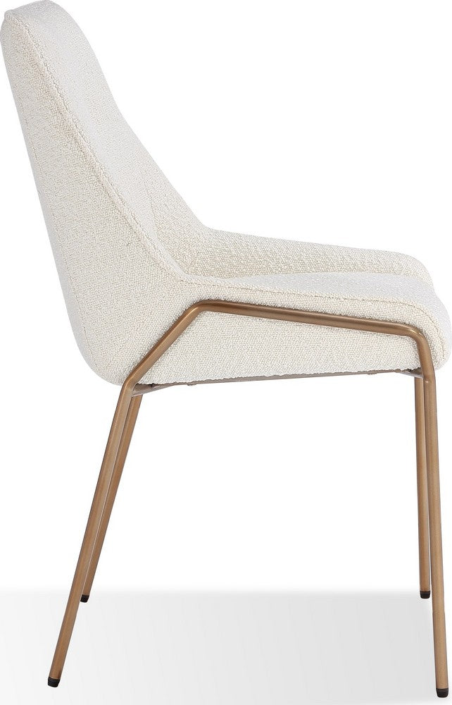 Modus Furniture - Cyrus Upholstered Dining Chair in Cottage Cheese Boucle and Brushed Bronze Metal Set of 2 - PUSJ63AMZ_2 view 3