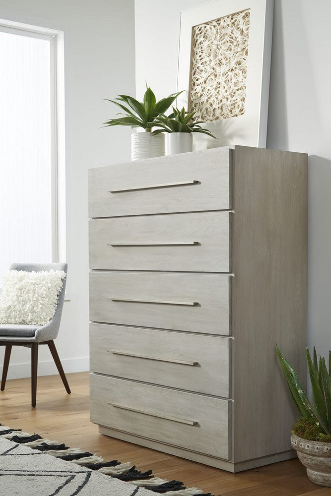 Modus Furniture - Destination Five Drawer Chest in Cotton Grey (2024) - DEZ784A view 3