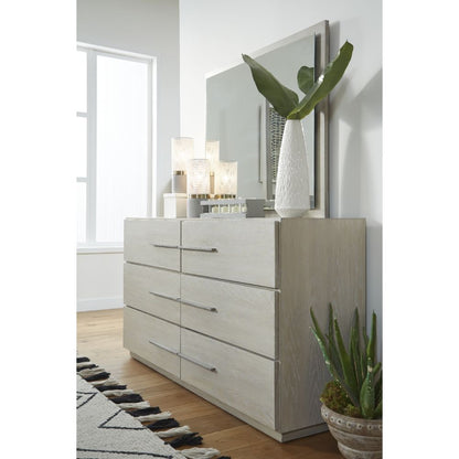 Modus Furniture - Destination Floating Glass Mirror in Cotton Grey - DEZ783 veiw 2