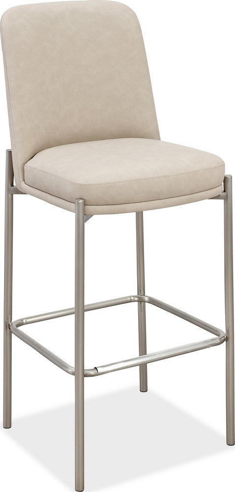 Modus Furniture - Dion Upholstered Bar Stool in Camel Synthetic Leather and Brushed Nickel Metal - PWTB75JPG_1 view 1