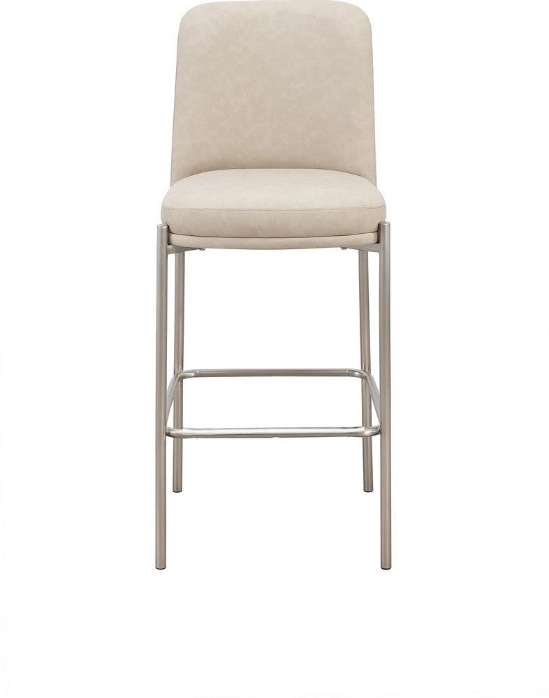 Modus Furniture - Dion Upholstered Bar Stool in Camel Synthetic Leather and Brushed Nickel Metal - PWTB75JPG_1 view 2