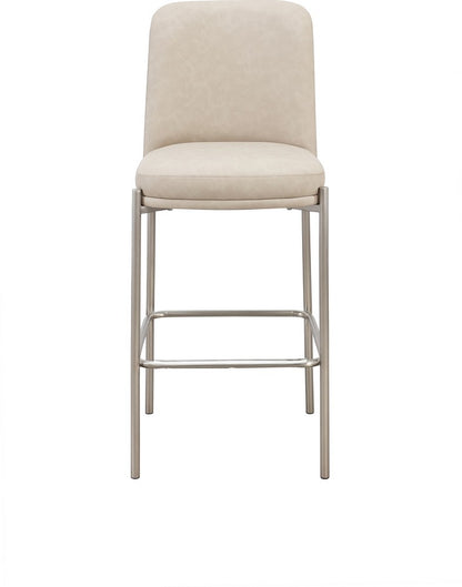 Modus Furniture - Dion Upholstered Bar Stool in Camel Synthetic Leather and Brushed Nickel Metal Set of 2 - PWTB75JPG_2 view 2