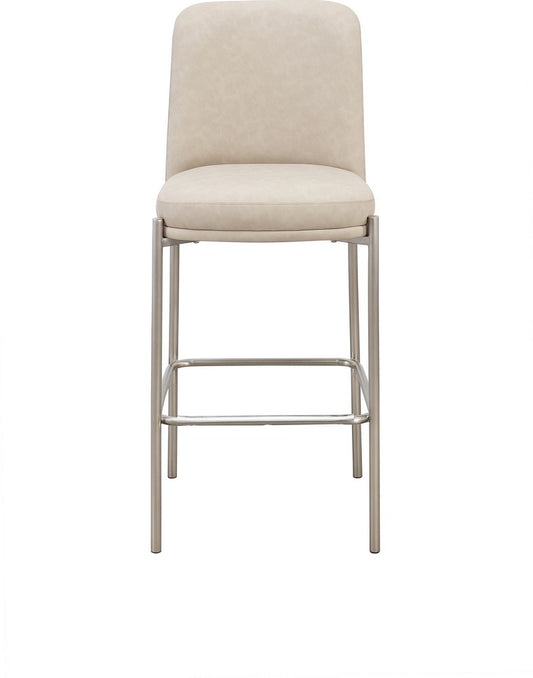 Modus Furniture - Dion Upholstered Bar Stool in Camel Synthetic Leather and Brushed Nickel Metal Set of 2 - PWTB75JPG_2 view 2
