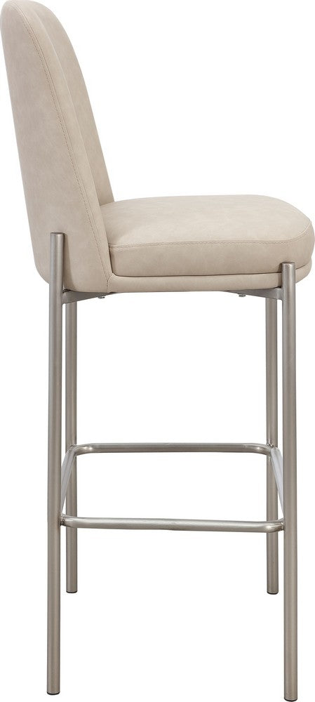 Modus Furniture - Dion Upholstered Bar Stool in Camel Synthetic Leather and Brushed Nickel Metal Set of 2 - PWTB75JPG_2 view 3