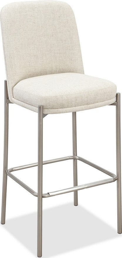 Modus Furniture - Dion Upholstered Bar Stool in Natural Light Linen and Brushed Nickel Metal - PWTB75JMW_1 view 1