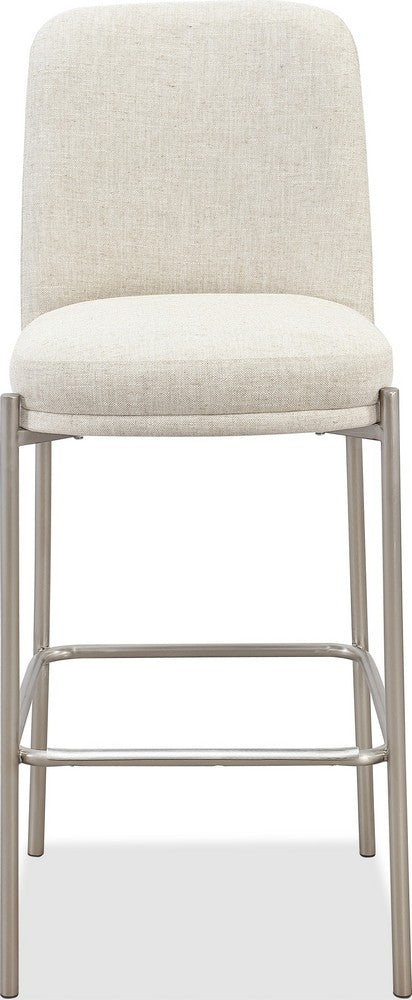 Modus Furniture - Dion Upholstered Bar Stool in Natural Light Linen and Brushed Nickel Metal - PWTB75JMW_1 view 2