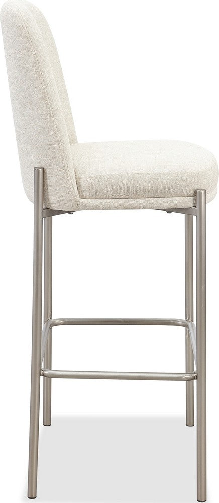 Modus Furniture - Dion Upholstered Bar Stool in Natural Light Linen and Brushed Nickel Metal - PWTB75JMW_1 view 3