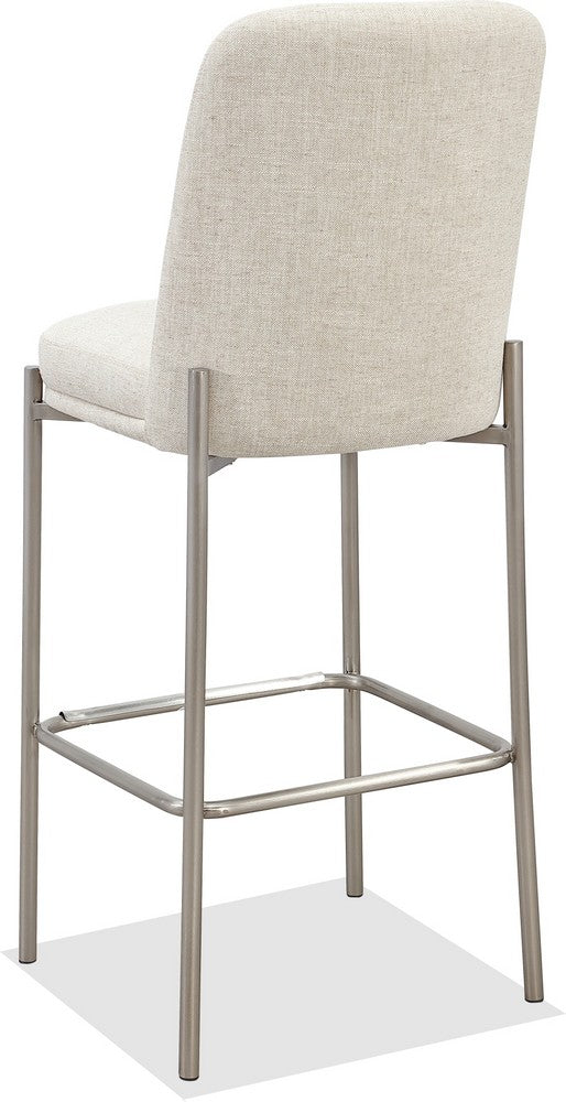Modus Furniture - Dion Upholstered Bar Stool in Natural Light Linen and Brushed Nickel Metal - PWTB75JMW_1 view 4