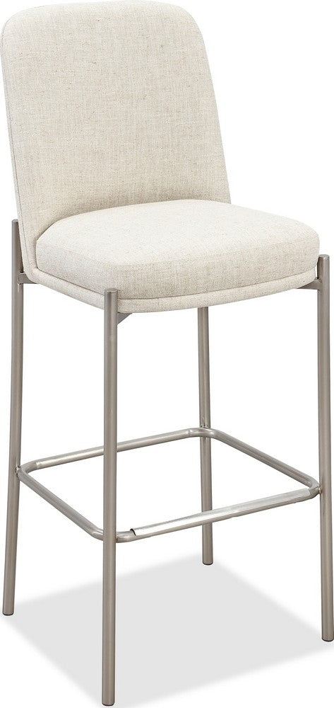 Modus Furniture - Dion Upholstered Bar Stool in Natural Light Linen and Brushed Nickel Metal Set of 2 - PWTB75JMW_2 view 1