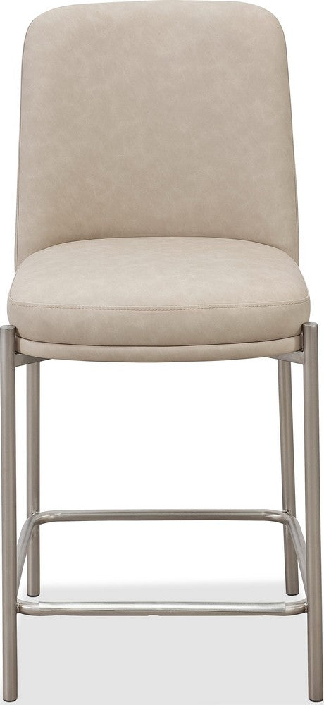 Modus Furniture - Dion Upholstered Counter Stool in Camel Synthetic Leather and Brushed Nickel Metal - PWTB69JPG_1 view 2