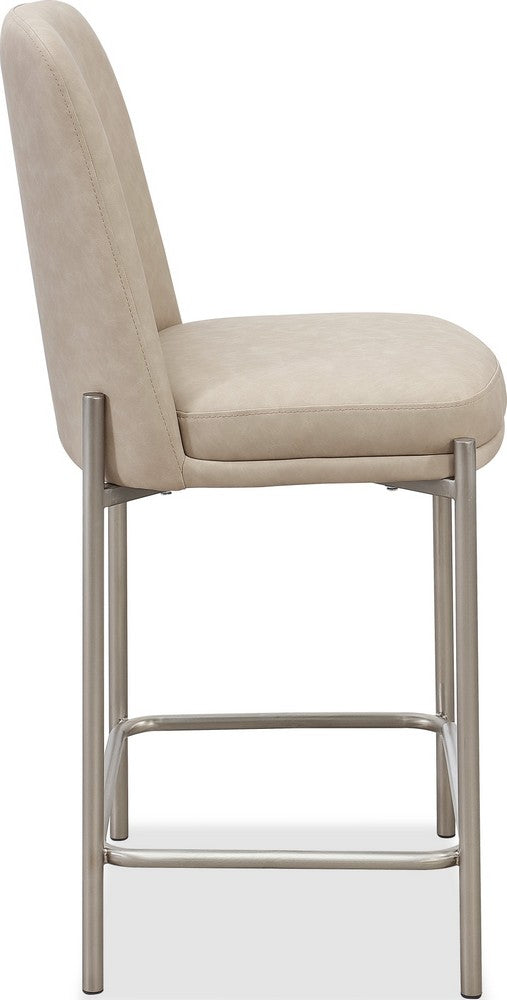Modus Furniture - Dion Upholstered Counter Stool in Camel Synthetic Leather and Brushed Nickel Metal - PWTB69JPG_1 view 3