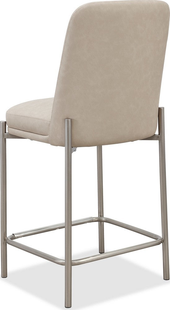 Modus Furniture - Dion Upholstered Counter Stool in Camel Synthetic Leather and Brushed Nickel Metal Set of 2 - PWTB69JPG_2 view 4